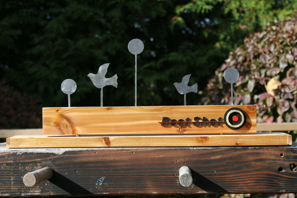 Steel Plated Wooden Target that Transforms to Home Decor